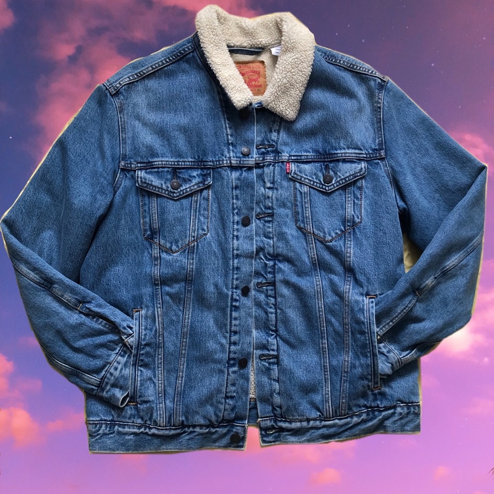 Levi's Blue Jean Jacket with White Sherpa Collar